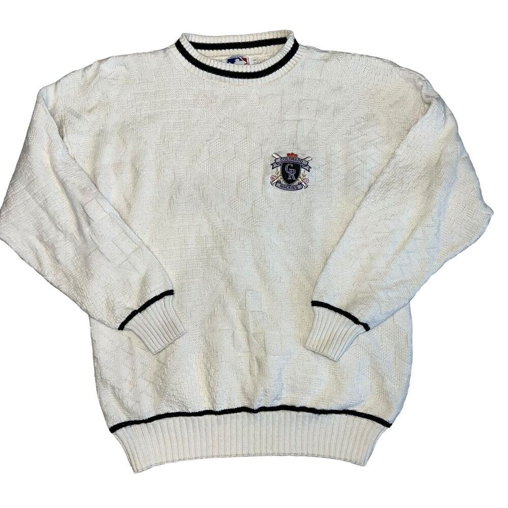 White Crewneck Men's Cardigan Sweater